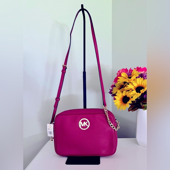 NWT Michael Kors Berry Fulton Leather Crossbody Bag - Picture 1 of 13